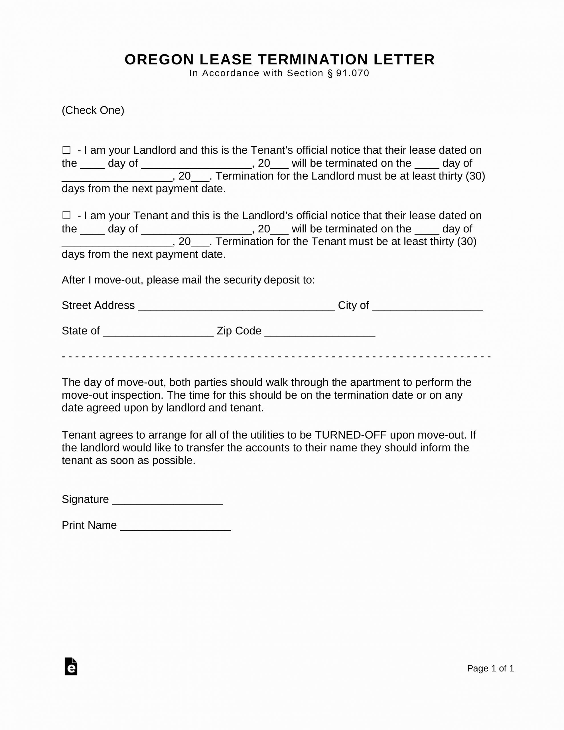 Oregon 30 Day Eviction Notice Template Best Of oregon Lease Termination Letter Template