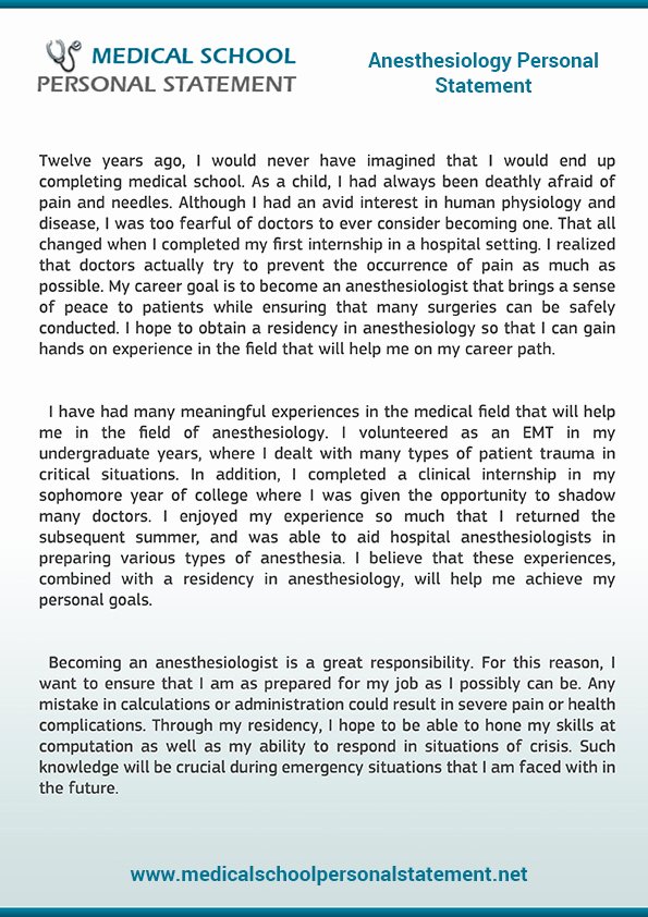 Ot Personal Statements Lovely Best Anesthesiology Personal Statement