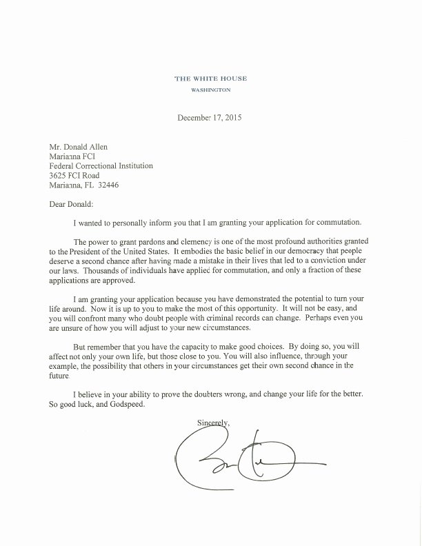 Pardon Letter Immigration Unique President Obama Has Shortened the Sentences Of More People