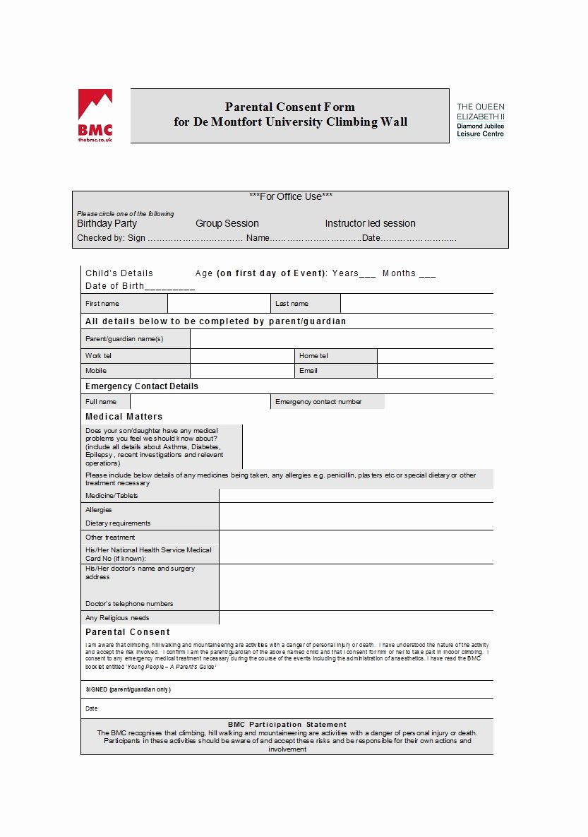 Parental Consent form for Work Fresh 50 Printable Parental Consent form &amp; Templates Template Lab
