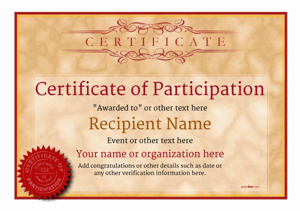Participation Award Certificate Template Awesome Participation Certificate Templates Free Printable Add