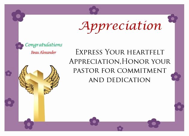 Pastor Appreciation Certificate Template Free Beautiful Printable Pastor Appreciation Certificate