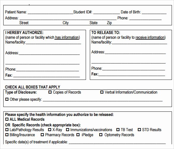 Patient Record Release form Best Of Sample Medical Records Release form 9 Download Free