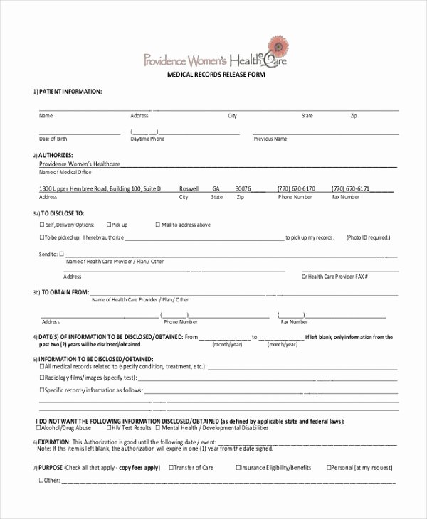 Patient Record Release form New Free 10 Sample Medical Records Release forms