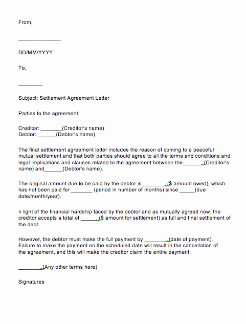 Payment Settlement Letter Fresh Full and Final Settlement Letter Sample