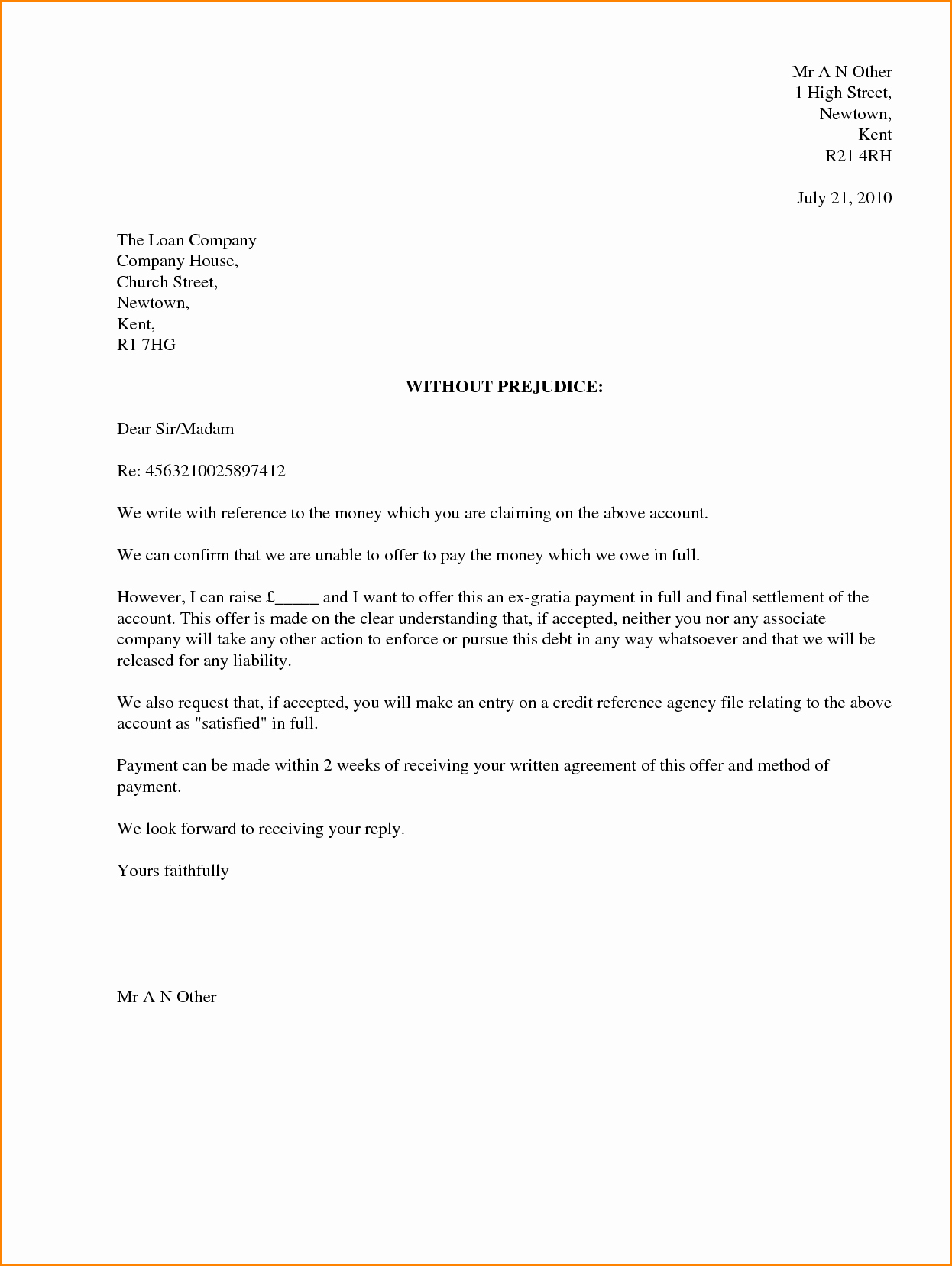 Payment Settlement Letter Luxury 6 Final Payment Letter Template