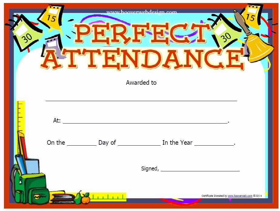 perfect attendance certificate templates