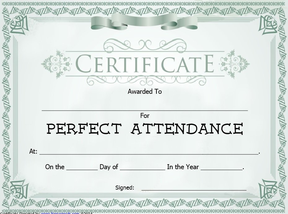 Perfect attendance Award Certificate Lovely 8 Free Sample attendance Certificate Templates Printable