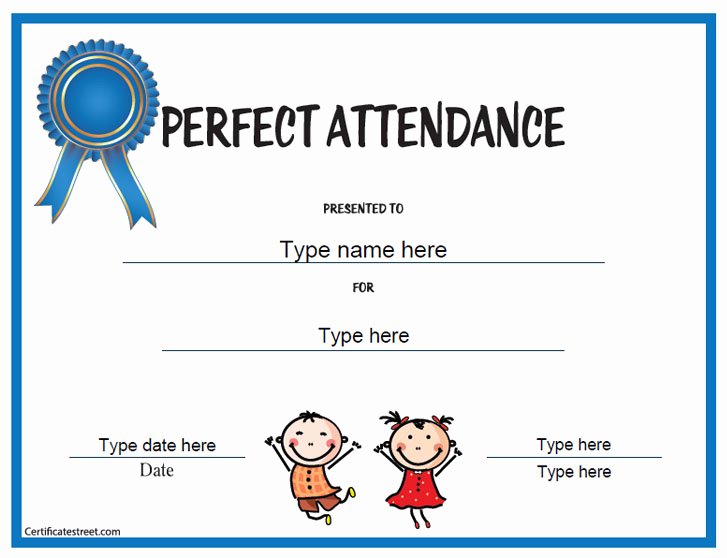 Perfect attendance Award Template Luxury Education Certificates Perfect attendance