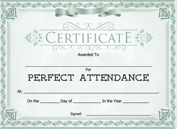 Perfect attendance Certificate Editable Beautiful attendance Certificate Templates
