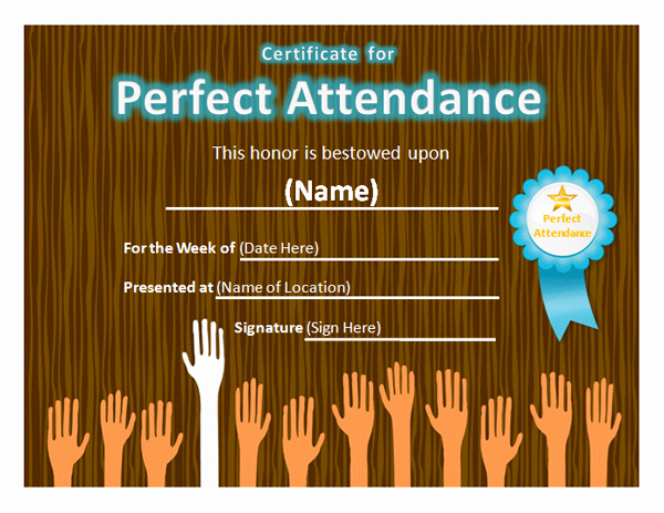 Perfect attendance Certificate Free Download Awesome Perfect attendance Certificate