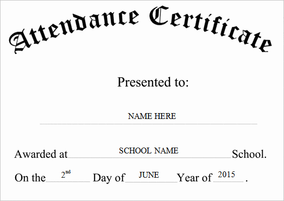 Perfect attendance Certificate Free Template Awesome attendance Certificate Templates Word Excel Samples