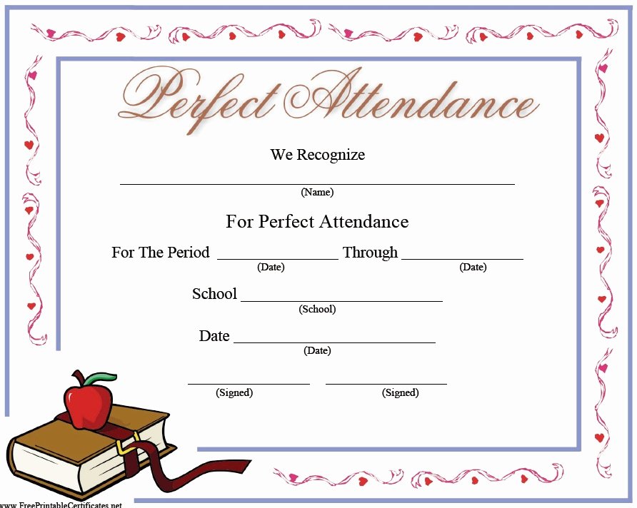 Perfect attendance Certificate Template New 13 Free Sample Perfect attendance Certificate Templates
