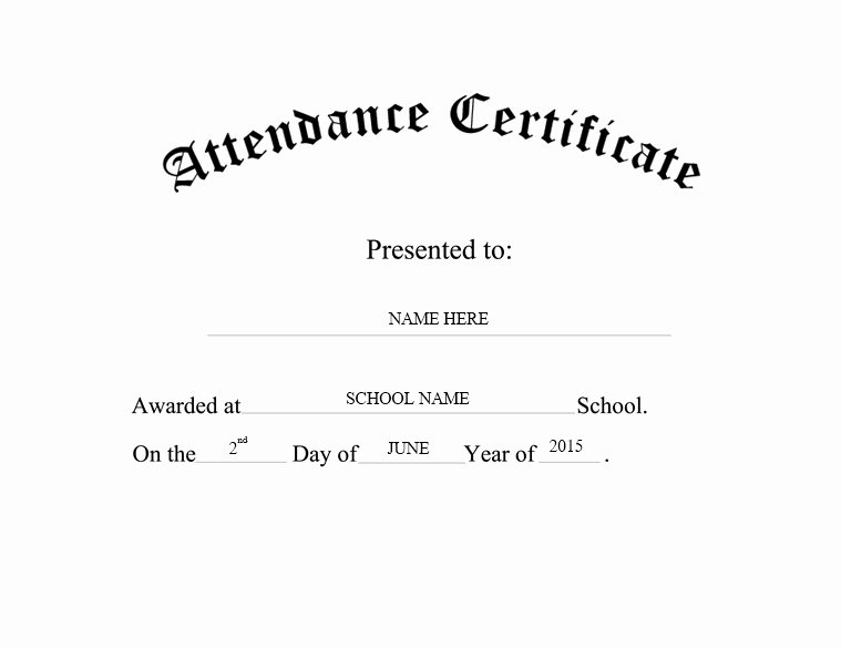 Perfect attendance Certificate Template Word Beautiful 13 Free Sample Perfect attendance Certificate Templates