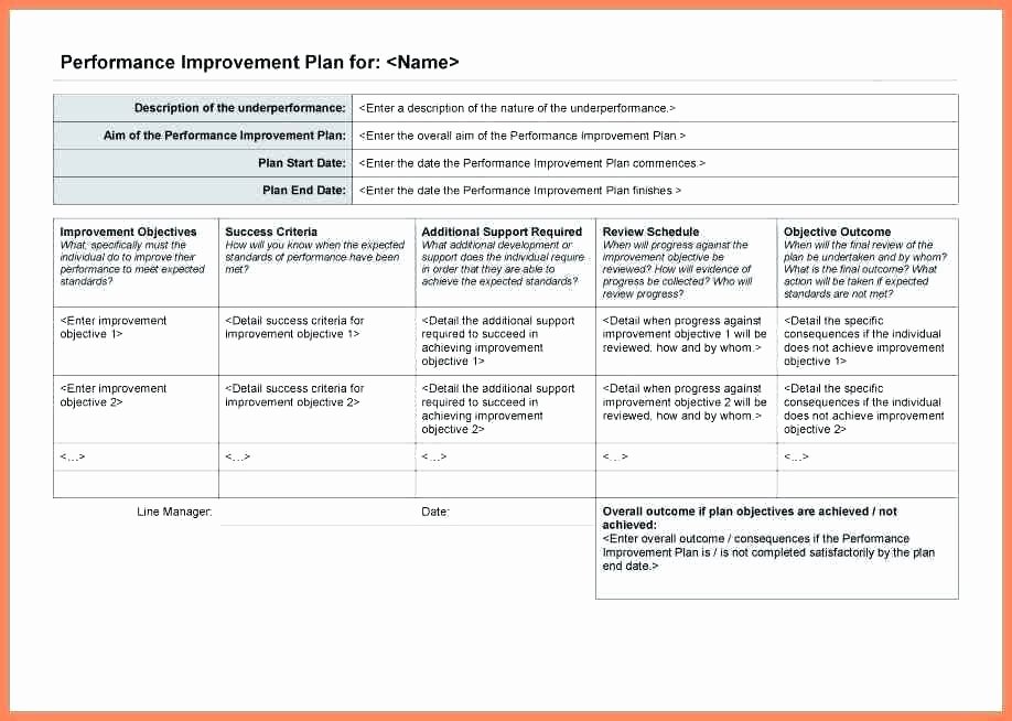 Performance Improvement Plan Template Excel Unique Performance Improvement Plan Example Template