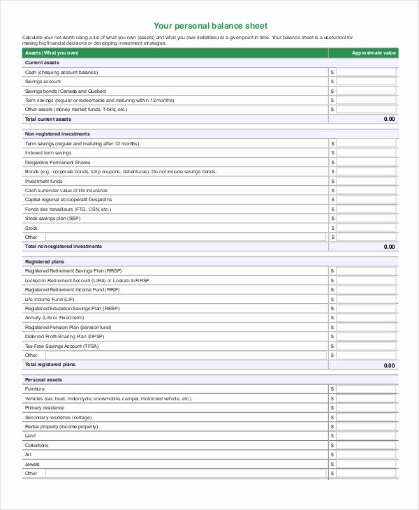 Personal Balance Sheet Template Fresh Simple Balance Sheet 24 Free Word Excel Pdf Documents