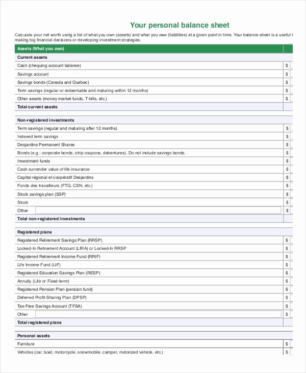 Personal Balance Sheet Template Lovely Balance Sheet 22 Free Word Excel Pdf Documents