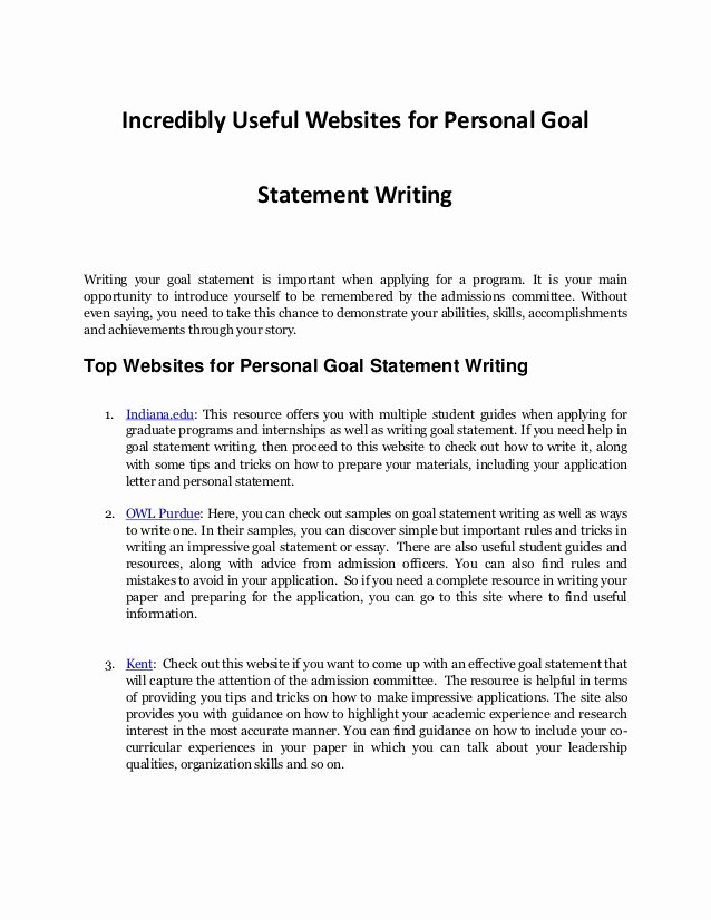 Personal Goal Statements Examples Lovely Personal Goal Statement Writing Resources Every Student Needs