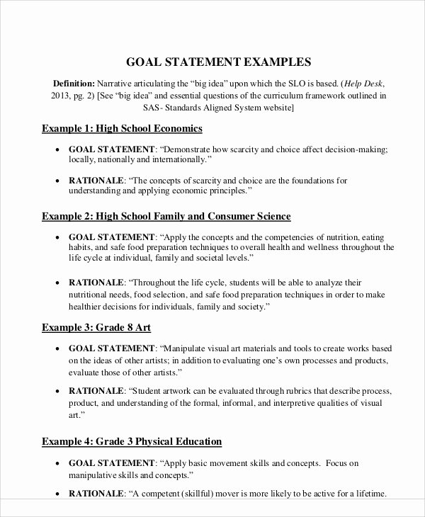 Personal Goals Statement Beautiful Sample Goal Statement 9 Examples In Word Pdf