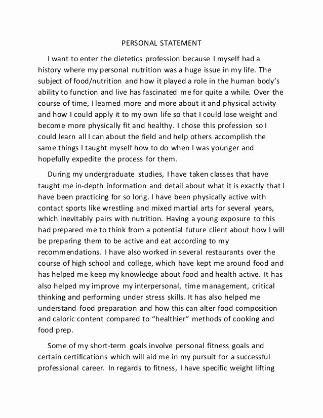 Personal History Statement Example Inspirational Personal Statement