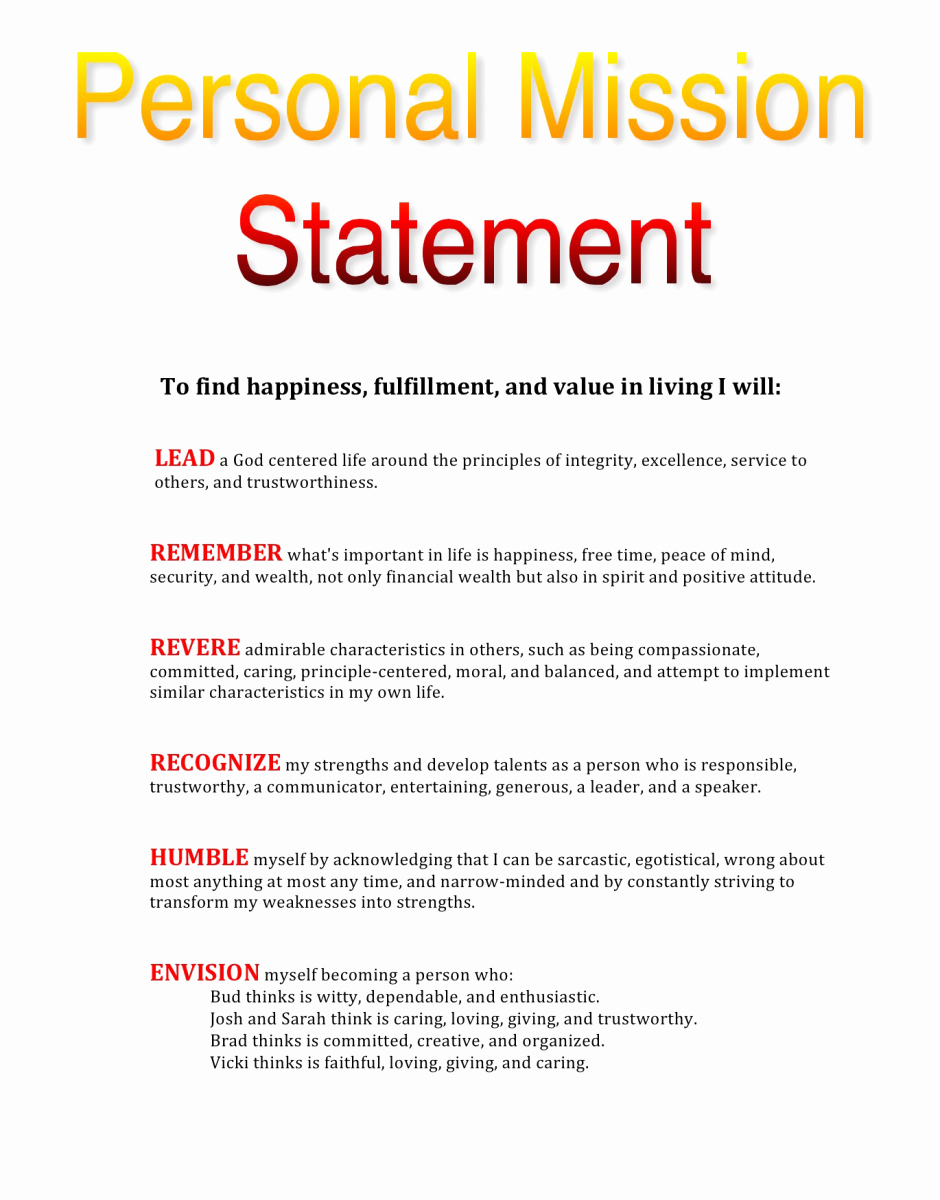 Personal Mission Statement Examples Luxury My Personal Mission Statement