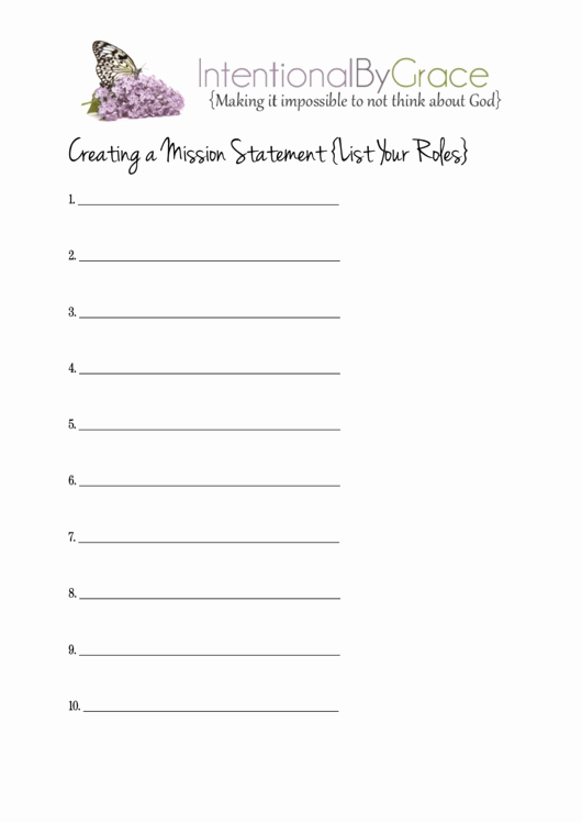 Personal Mission Statement Worksheet Lovely Personal Mission Statement Worksheet Template Printable