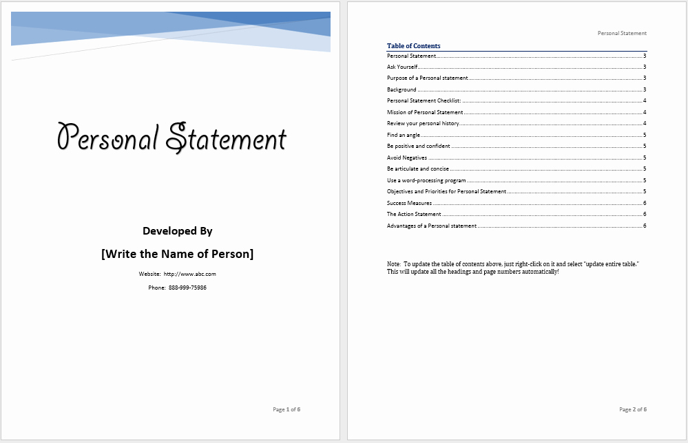 Personal Mission Statements Templates Best Of Personal Statement Template – Word Templates for Free Download