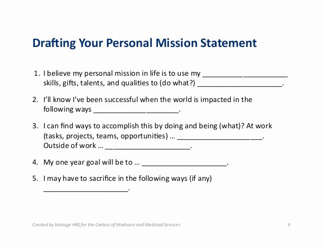 Personal Mission Statements Templates Inspirational 1 5 Drafting Your Personal Mission Statement