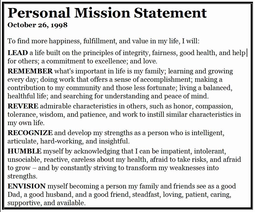 Personal Mission Statements Templates Lovely Bill Camarda A Father and son Converse