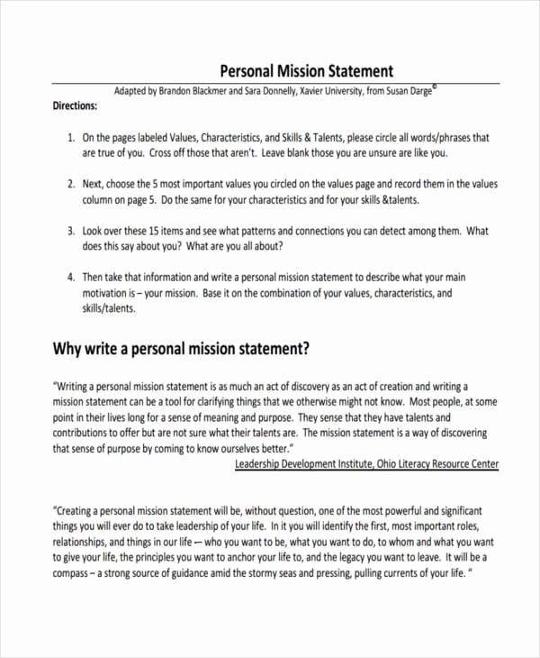 Personal Mission Statements Templates New Free 54 Mission Statement Examples &amp; Samples In Pdf