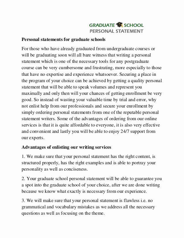 Personal Statement for Graduate School Sample Unique Professional Help with Graduate School Personal Statement