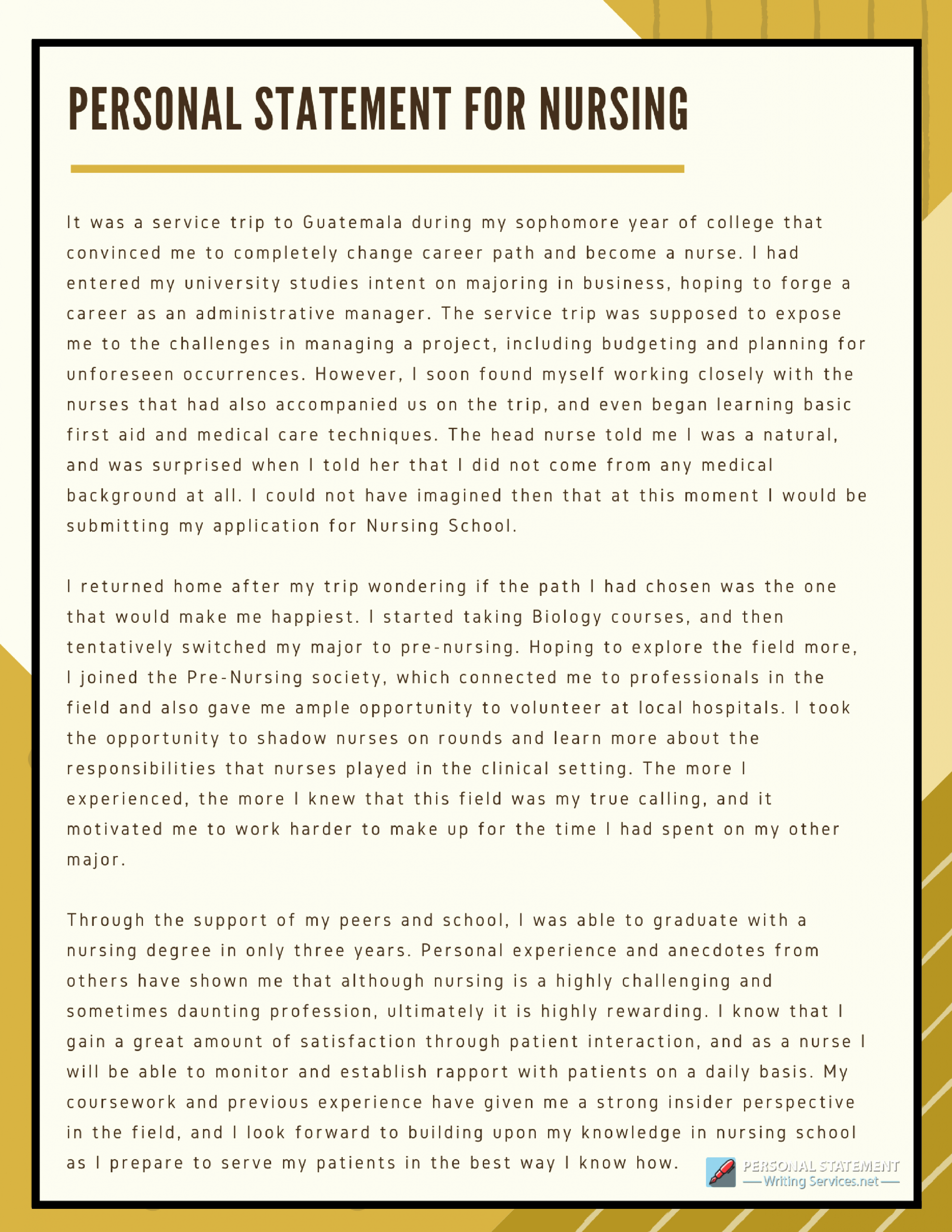  20 Personal Statement For Nursing School Dannybarrantes Template