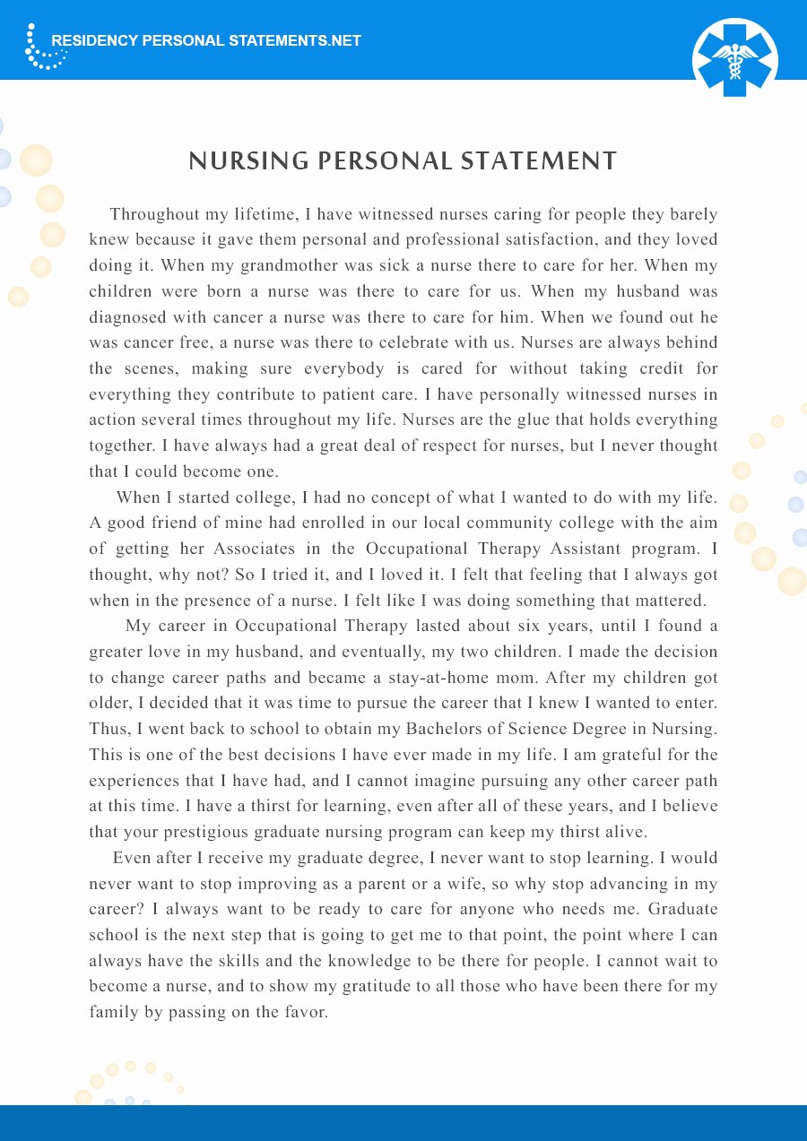  20 Personal Statement For Nursing School Dannybarrantes Template