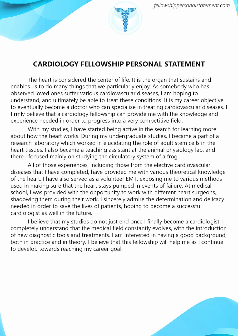 Personal Statement Letter Examples Awesome Exceptional Cardiology Fellowship Personal Statement Writing
