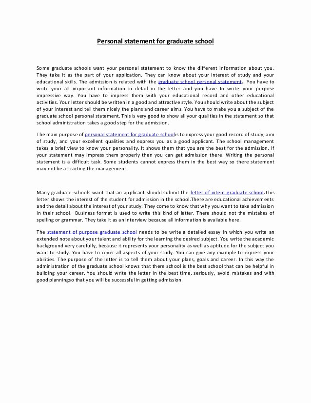 Personal Statement Letter Examples Luxury Personal Statement for Graduate School 37