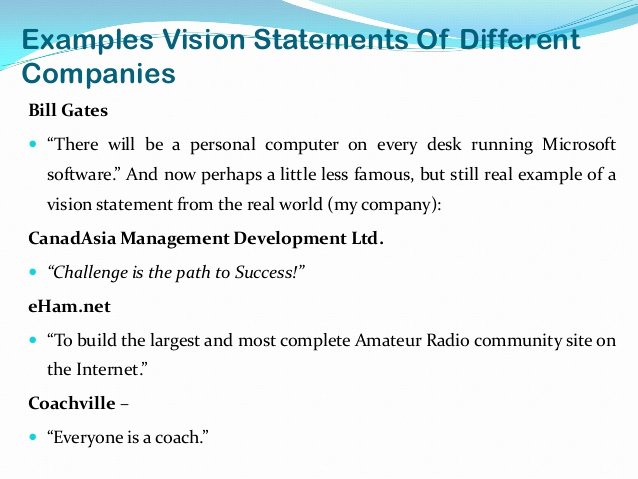 Personal Vision Statement Template Unique Vision Statement Examples Alisen Berde