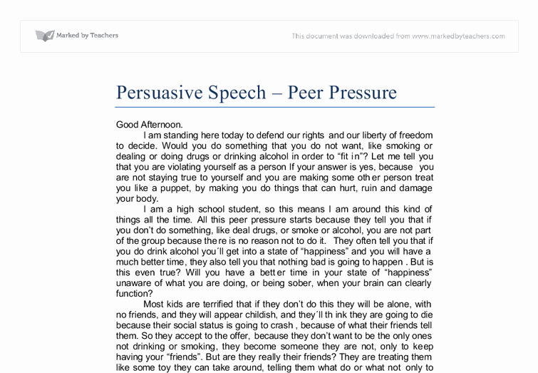 Persuasive Speech Samples Inspirational Persuasive Speech Writing Examples How to Write A 5