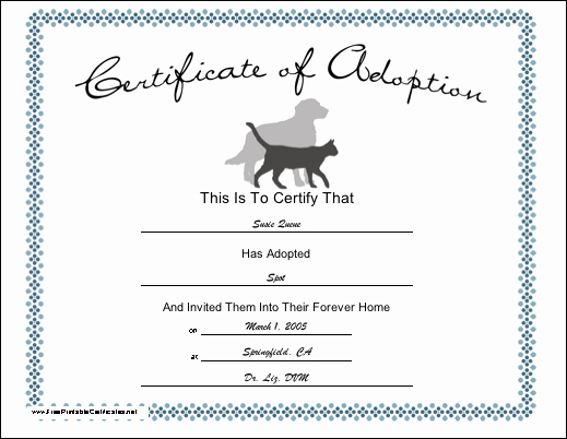 Pet Adoption Certificate Template Free Beautiful Three Rivers Episcopal 6 27 10 7 4 10