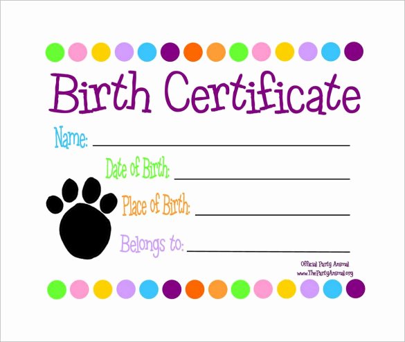 Pet Birth Certificate Template Best Of Free 17 Birth Certificate Templates In Illustrator