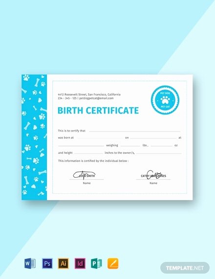 Pet Birth Certificate Template Inspirational 15 Free Birth Certificate Templates [download Ready Made