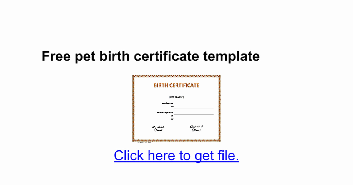 Pet Birth Certificate Template Inspirational Free Pet Birth Certificate Template Google Docs