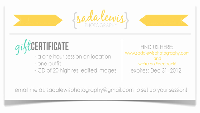 Photography Session Gift Certificate Template Inspirational Sada Lewis Graphy Gift Certificates – now Available