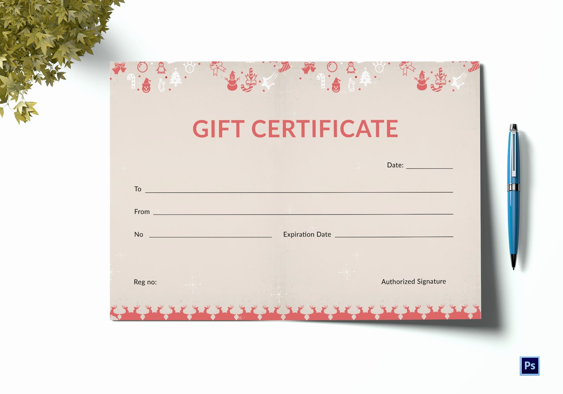 Photoshop Gift Certificate Template Lovely Christmas Holiday Gift Certificate Template In Adobe Shop