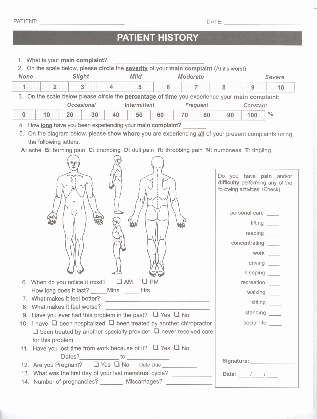 Physical therapy Intake form Template Elegant Medical form Intake form