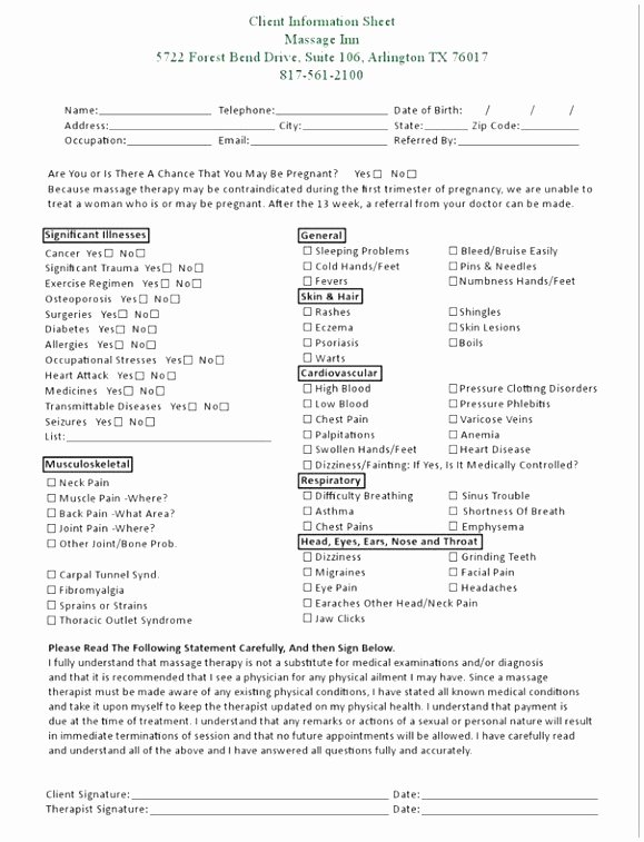 Physical therapy Intake form Template Lovely 10 Physical therapy Intake form Template Jruai