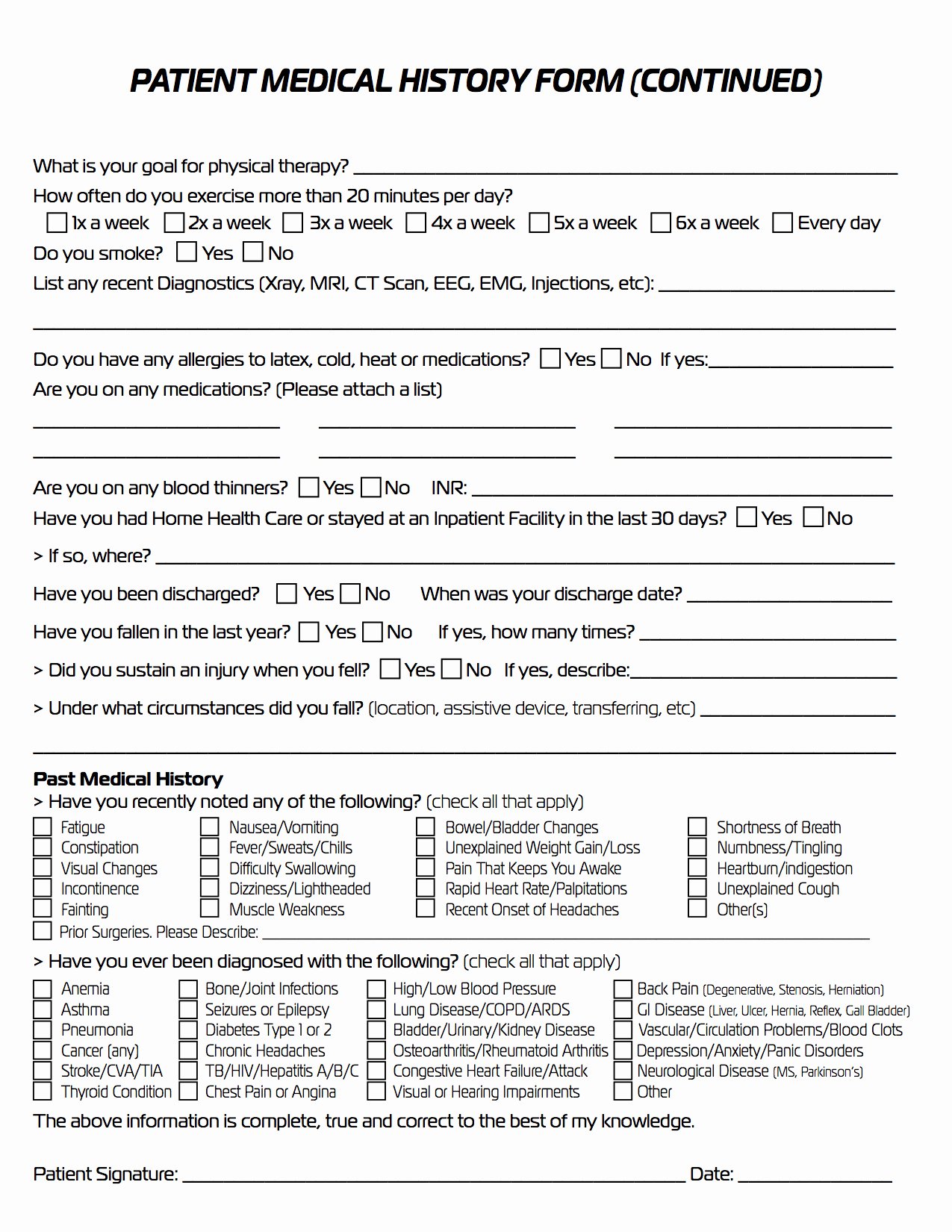 Physical therapy Intake form Template Luxury Patient Intake forms