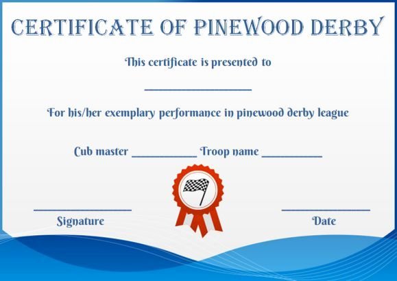 pinewood derby certificate template