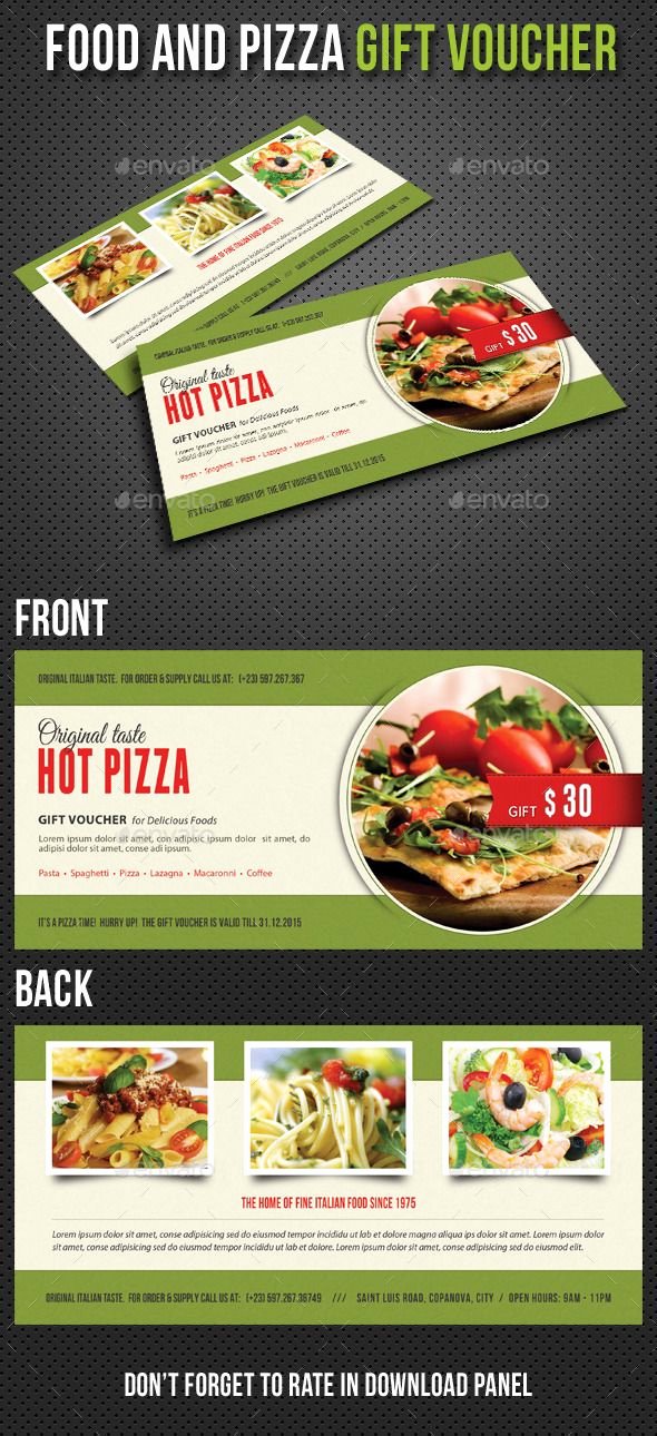 Pizza Gift Certificate Template Best Of Food and Pizza Gift Voucher V02 Cards &amp; Invites Print