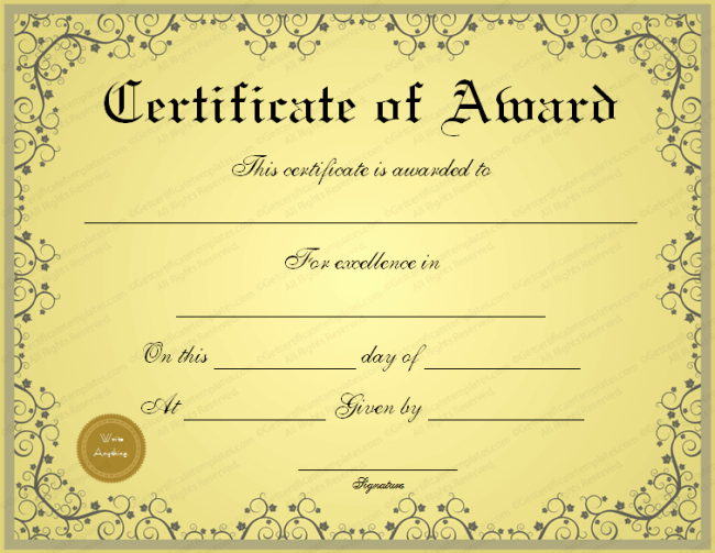 Plaque Templates Free Download Unique Classy Certificate Of Award Template with Floral Pattern