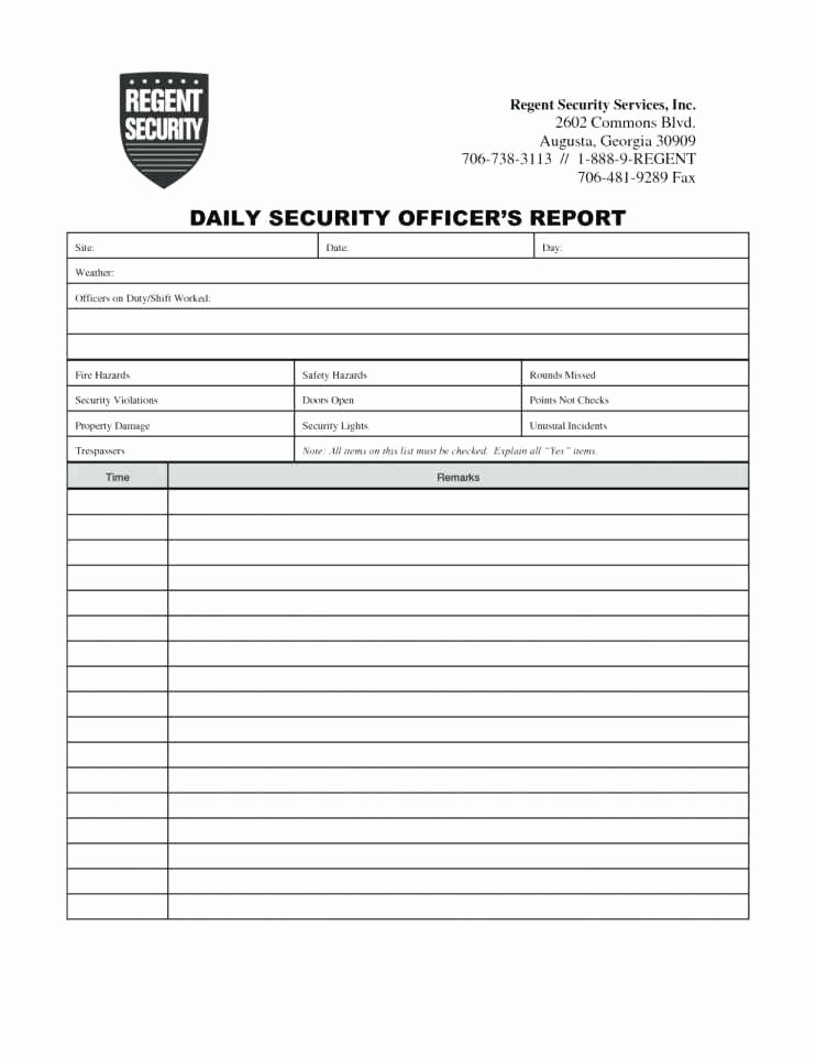 Police Daily Activity Log Template Best Of Security Guard Daily Activity Report Template Unique